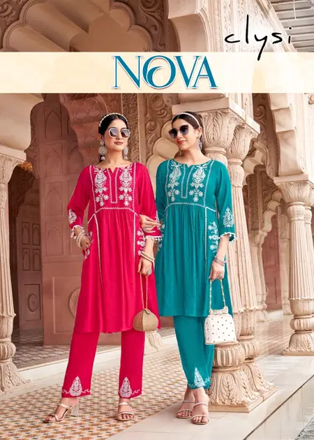Nova By Clysi Viscose Thread Work Butti Kurti With Bottom Wholesalers In Surat